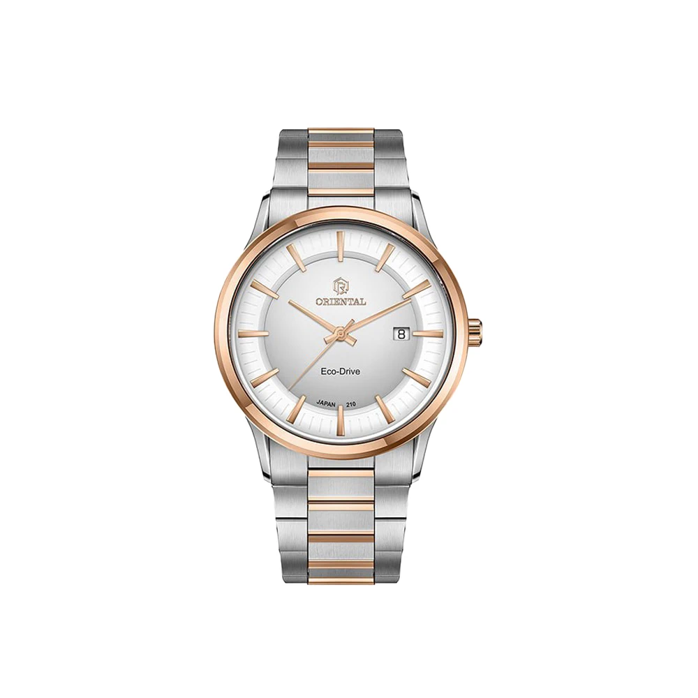 اورینتال اکو درایو استیل رزگلد بند استیل رزگلد صفحه سیلور مردانه ۲۱۰-oriental